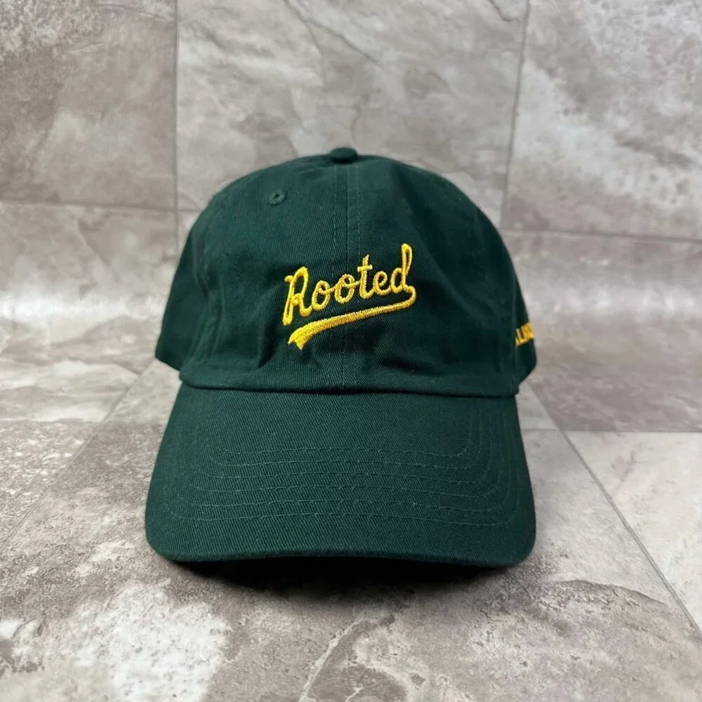 NEW Rooted Oaklandish Embroidered Dark Green Graphic Baseball Cap Hat Adjustable